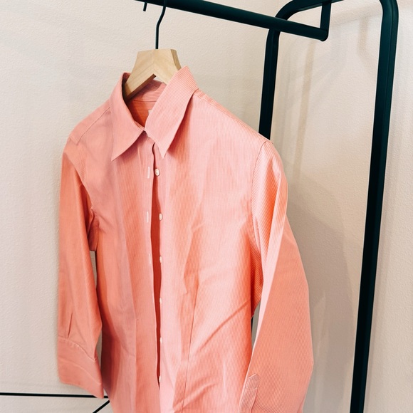 Fitted Stretch Supima® Cotton Non-Iron Mini Stripe Dress Shirt - Picture 4 of 7